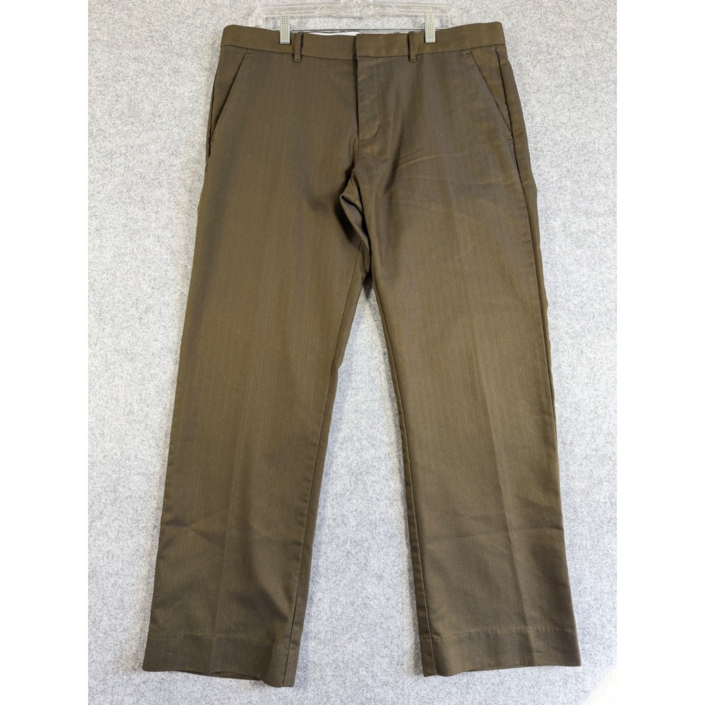 Gap Khakis Tailored Straight Fit Mens 36x30 Brown Herringbone Pants Excellent